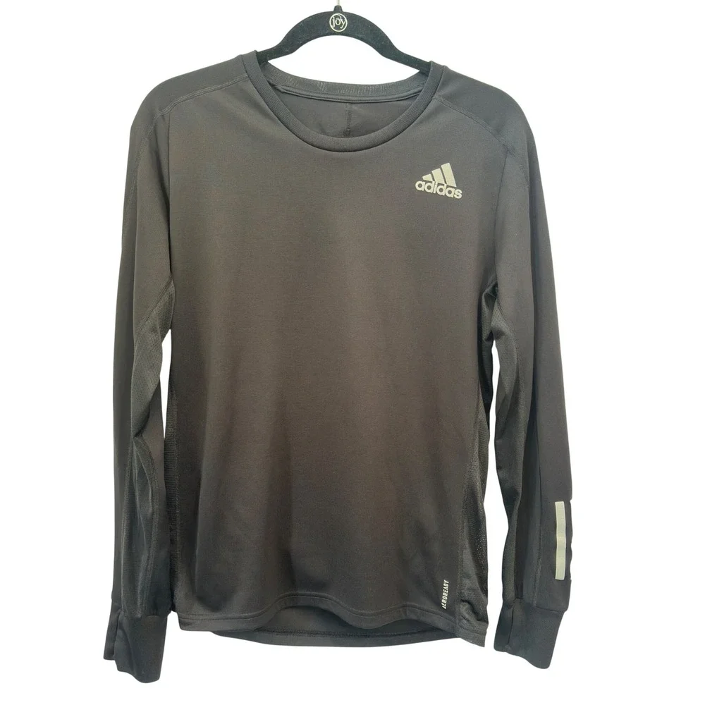Adidas Running Shirt Aeroready Black Long Sleeve Performance Mesh Men Small